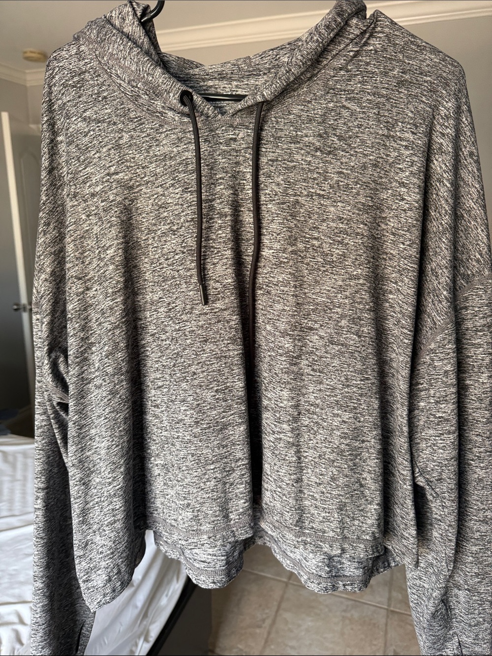 Athleta Gray Marled Hooded Pullover